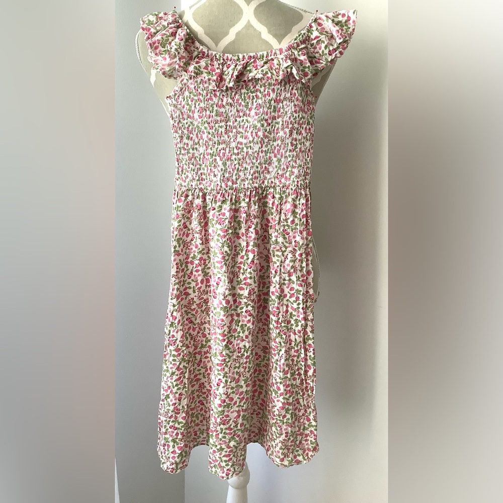Japna Smocked Floral Garden Kids Dress in Pink and Green